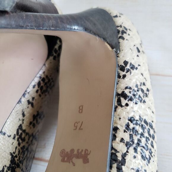 Coach Leather Animal Print Pointy Toe Studded Stiletto Heels Pump Size 7.5 - Picture 12 of 16